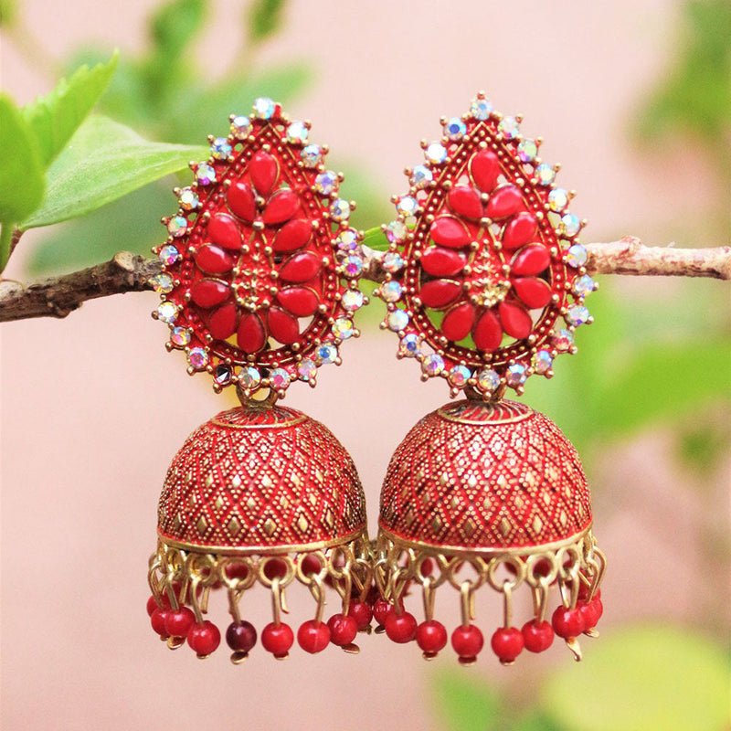 H K Fashion Gold Plated Austrian Stone Jhumki Earrings