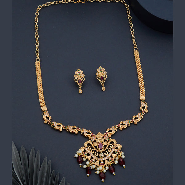 H K Fashion Gold Plated Austrian Stone Necklace Set