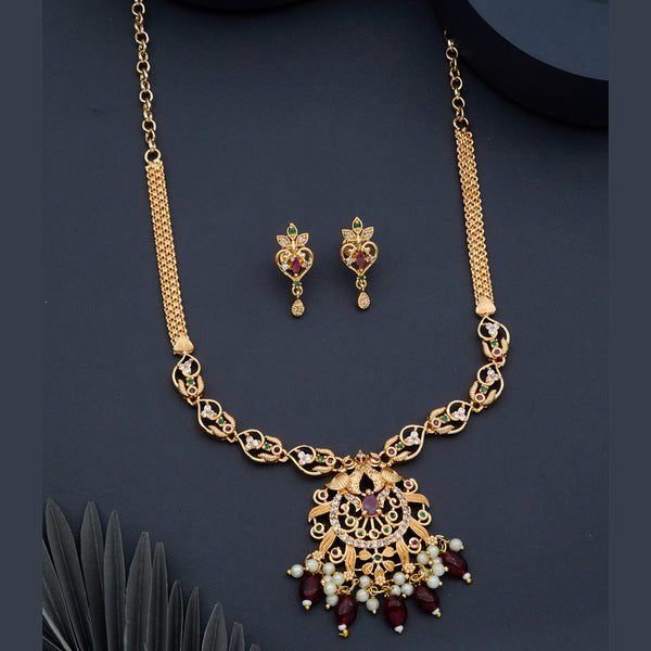 H K Fashion Gold Plated Austrian Stone Necklace Set