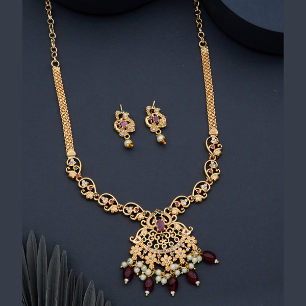 H K Fashion Gold Plated Austrian Stone Necklace Set