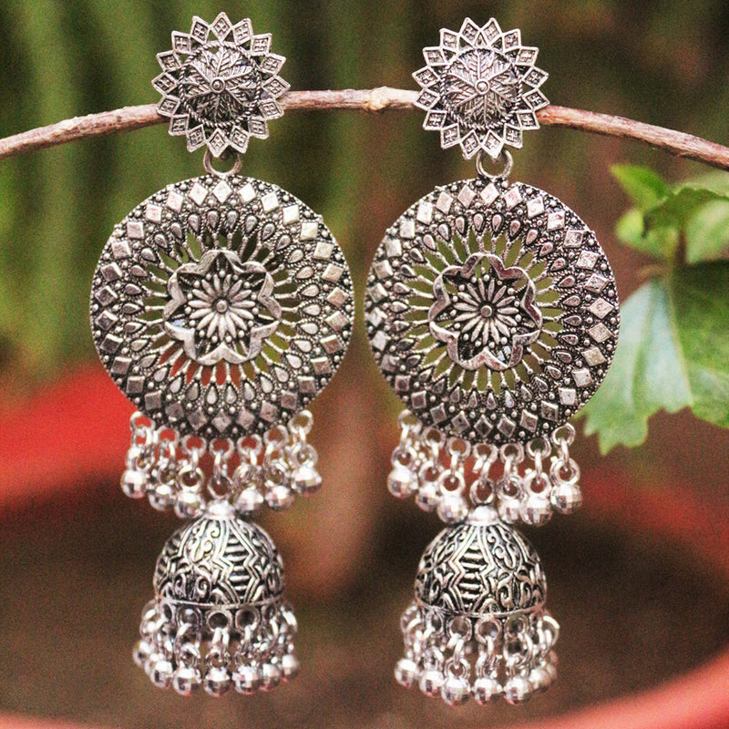 H K Fashion  Silver Plated  Jhumki Earrings