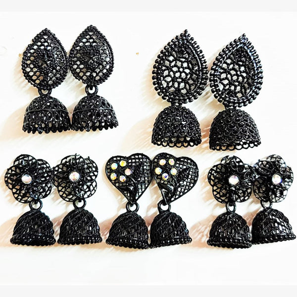 HK Fashion Black Plated  Jhumki Earrings Combo