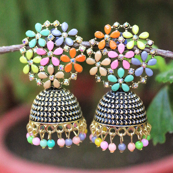 H K Fashion  Pota Stone Jhumki Earrings