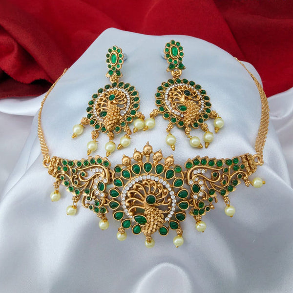 H K Fashion Gold Plated Kundan Stone Choker Necklace Set