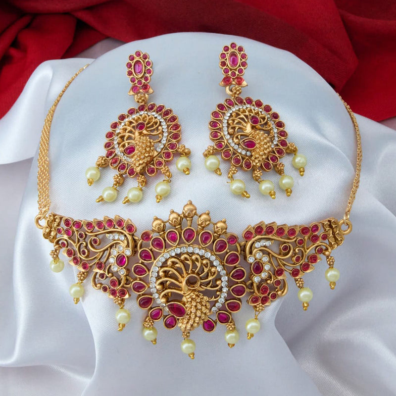 H K Fashion Gold Plated Kundan Stone Choker Necklace Set