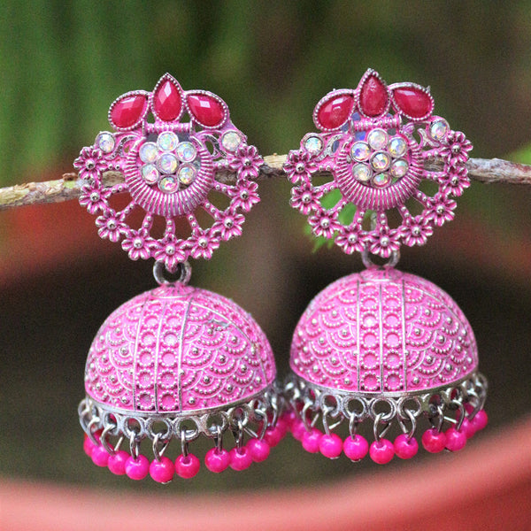 H K Fashion  Pota Stone And Austrian  Stone Jhumki Earrings