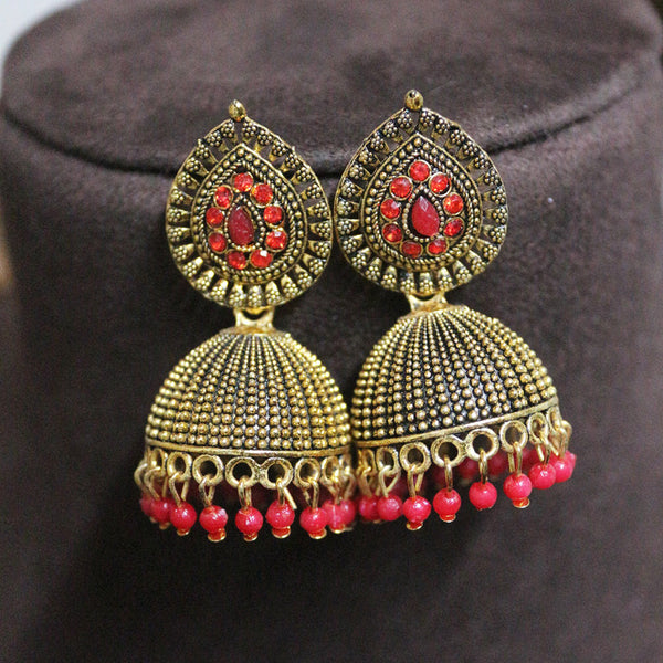 H K Fashion Gold Plated Austrian Stone And Pearls Jhumki Earrings