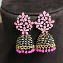 H K Fashion Gold Plated Pota Stone And Pearls Jhumki Earrings