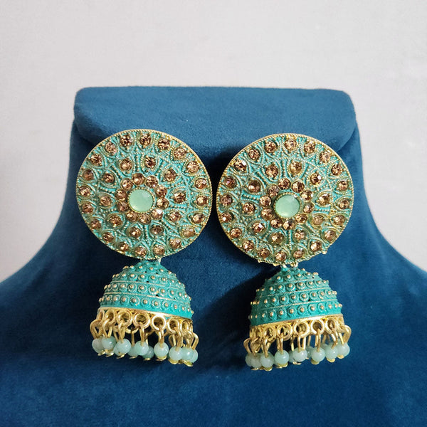 H K Fashion Gold Plated Austrian Stone Jhumki Earrings