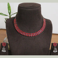 H K Fashion Oxidised Plated Crystal Stone Necklace Set