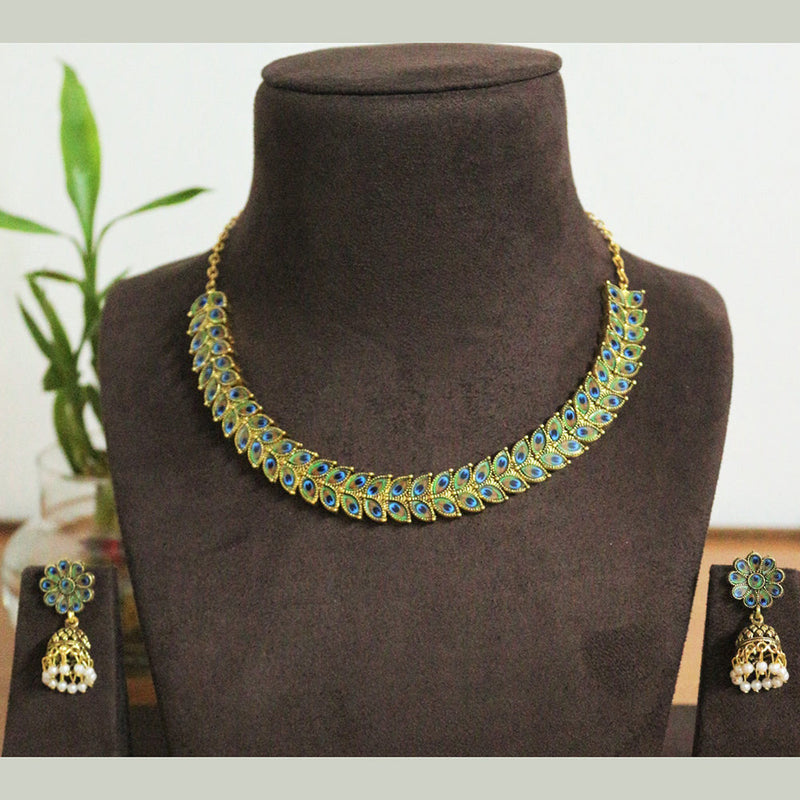 H K Fashion Gold Plated Crystal Stone Necklace Set