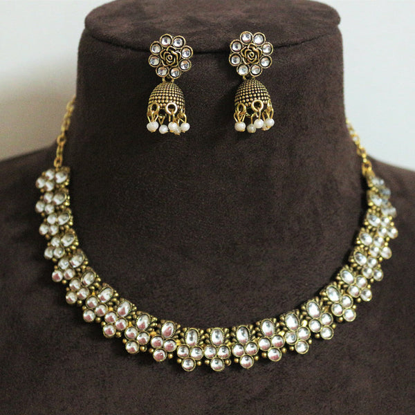 H K Fashion Gold Plated Kundan Stone Necklace Set