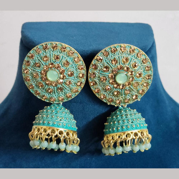 H K Fashion Gold Plated Austrian Stone And Beads Jhumki Earrings