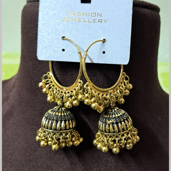 H K Fashion Gold Plated Beads Jhumki Earrings