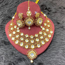 H K Fashion Gold Plated Kundan Stone And Pearls Necklace Set