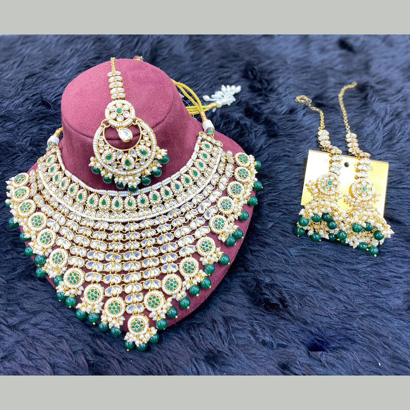 H K Fashion Gold Plated Kundan Stone And Pearls Necklace Set