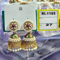 H K Fashion Gold Plated Pota And Pearl Jhumki Earrings 