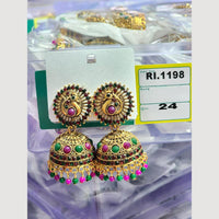 H K Fashion Gold Plated Pota And Pearl Jhumki Earrings 