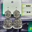 HK Fashion Oxidised Plated Austrian And Pearl Temple Jhumki Earrings