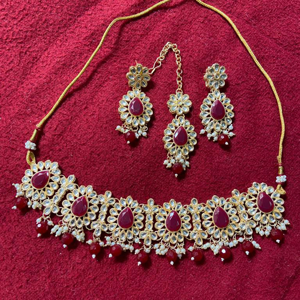 India Art Gold Plated Kundan Stone Necklace Set