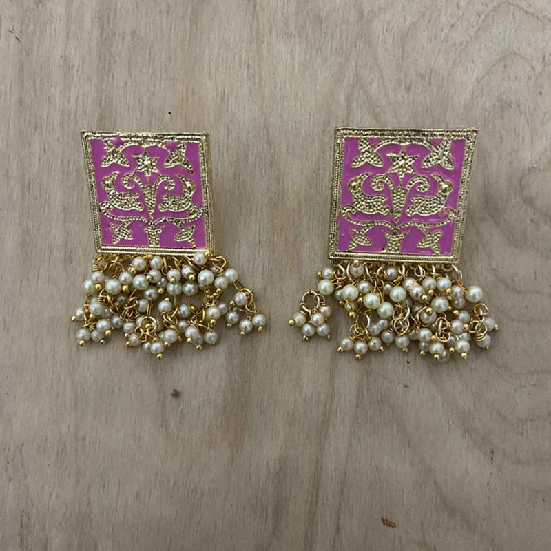 India Art Gold Plated Meenakari Earrings