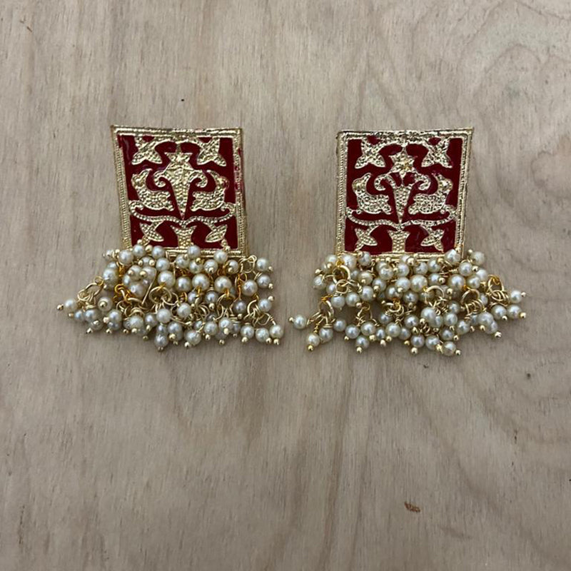 India Art Gold Plated Meenakari Earrings
