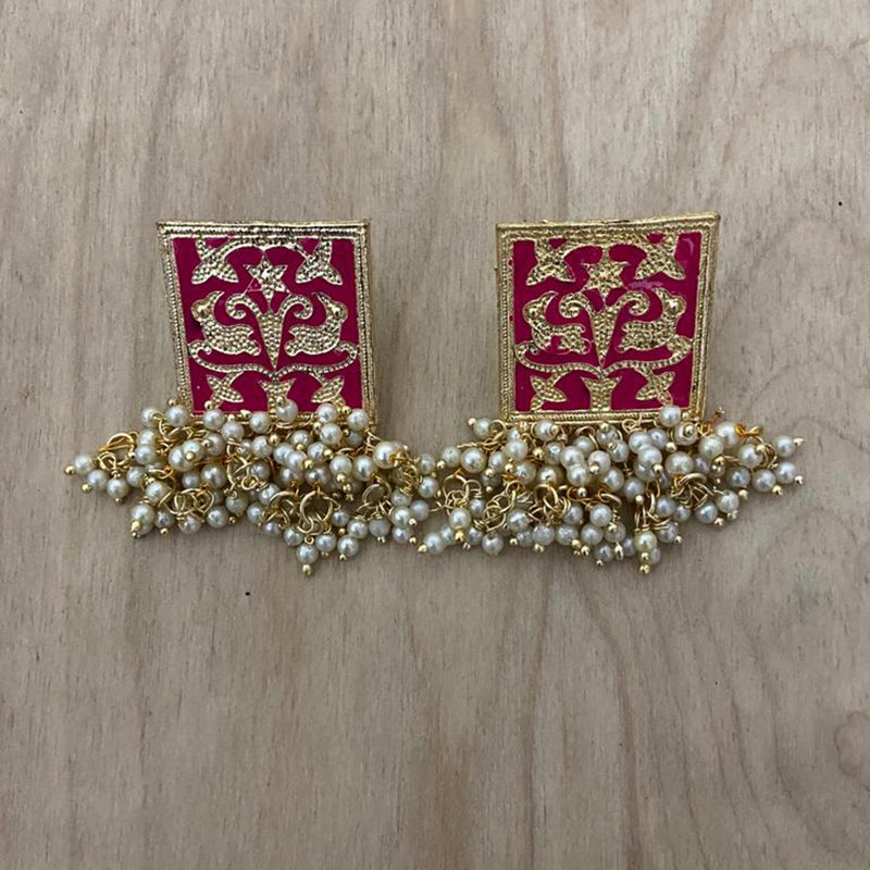 India Art Gold Plated Meenakari Earrings