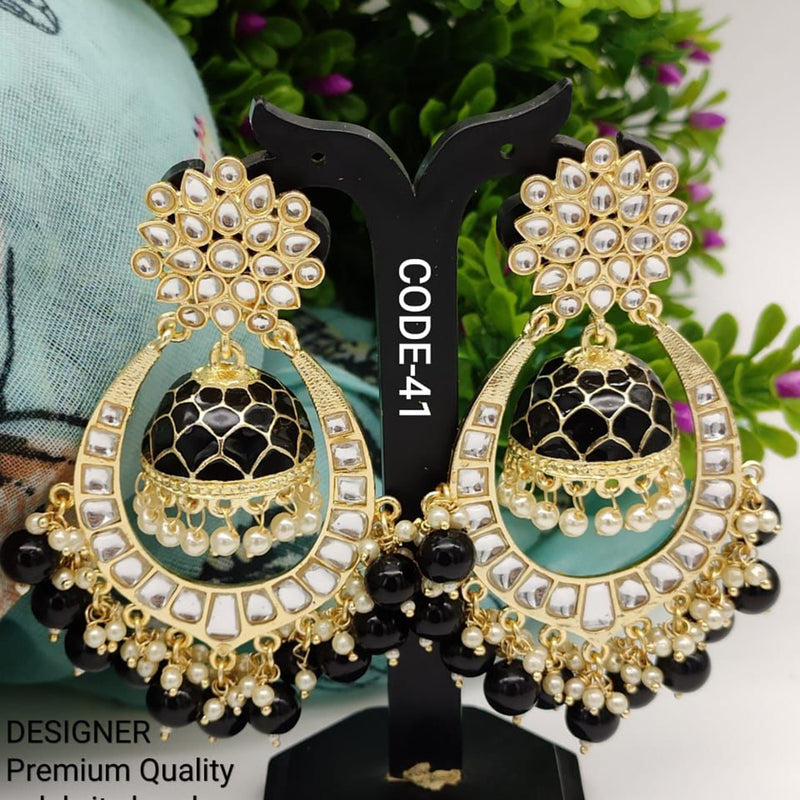 India Art Gold Plated Meenakari Jhumki Earrings