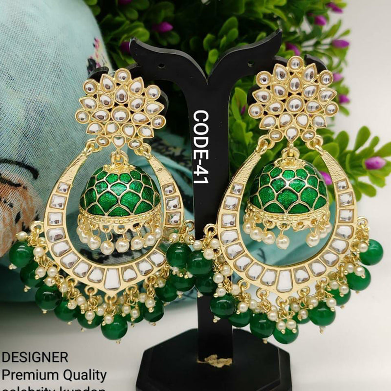 India Art Gold Plated Meenakari Jhumki Earrings