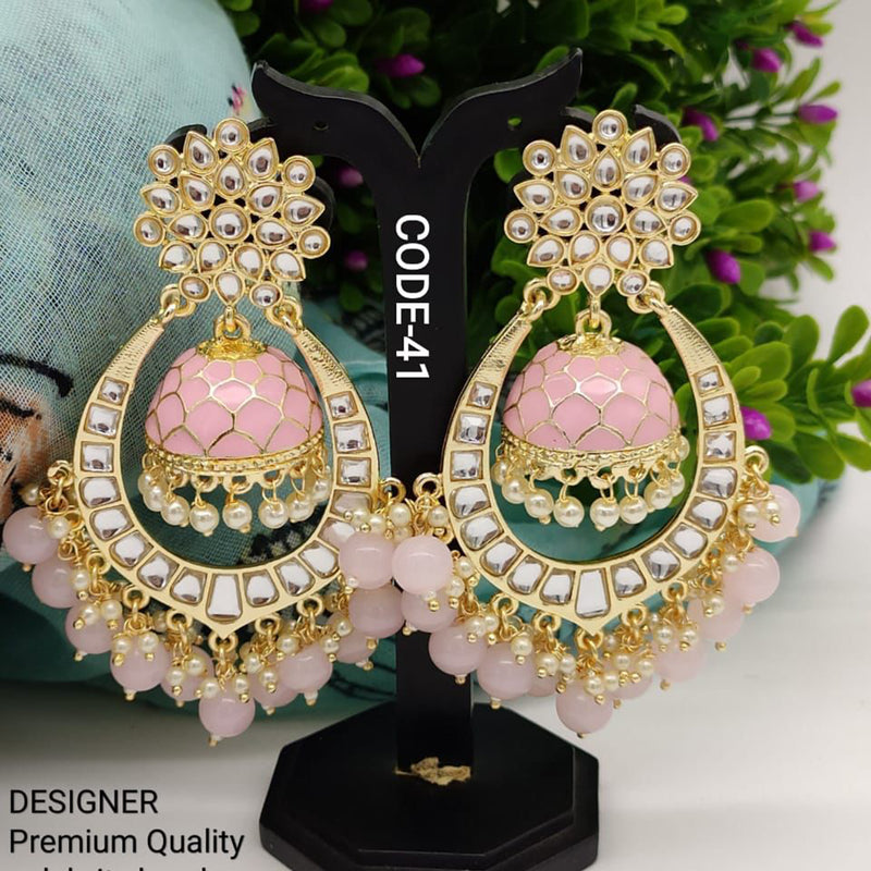 India Art Gold Plated Meenakari Jhumki Earrings