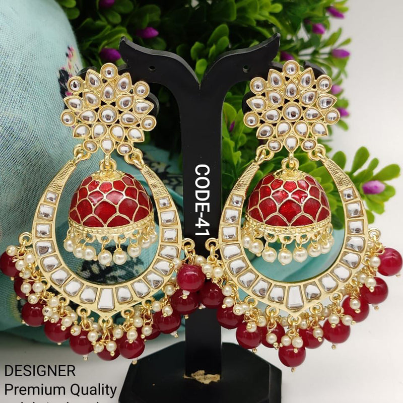 India Art Gold Plated Meenakari Jhumki Earrings