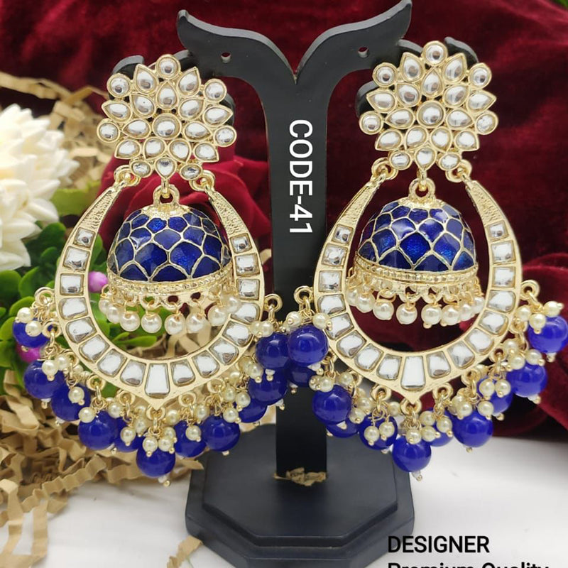 India Art Gold Plated Meenakari Jhumki Earrings