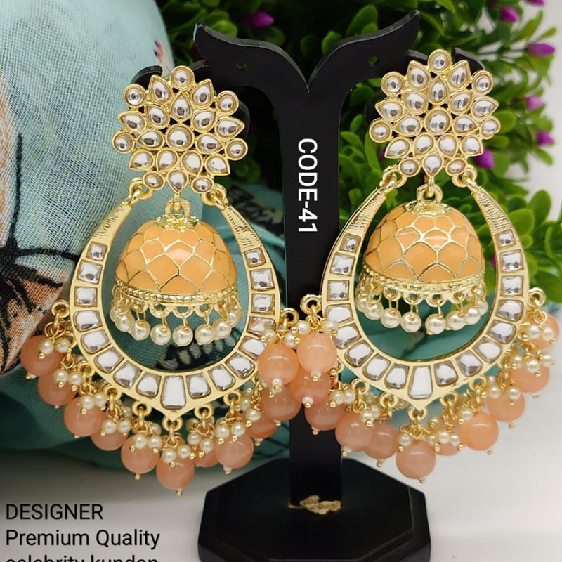 India Art Gold Plated Meenakari Jhumki Earrings