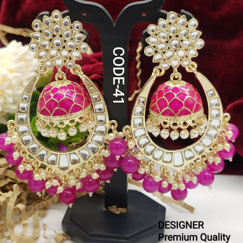 India Art Gold Plated Meenakari Jhumki Earrings