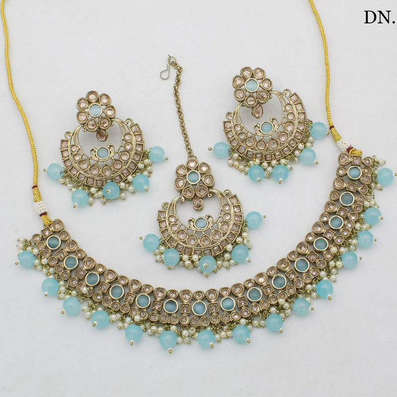 India Art Gold Plated Crystal Stone Necklace Set