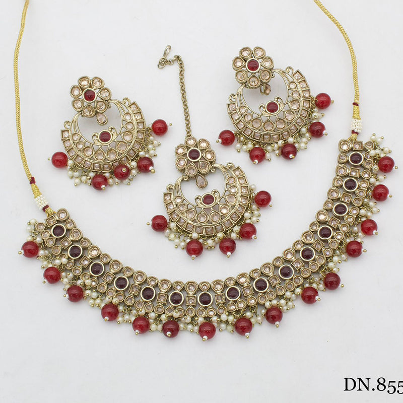 India Art Gold Plated Crystal Stone Necklace Set