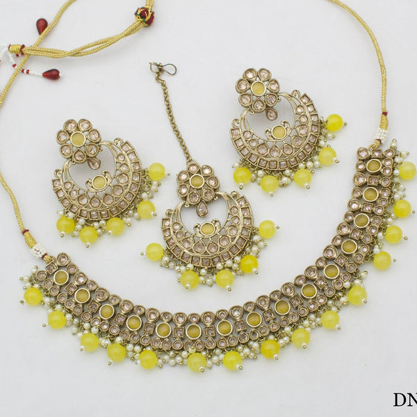 India Art Gold Plated Crystal Stone Necklace Set