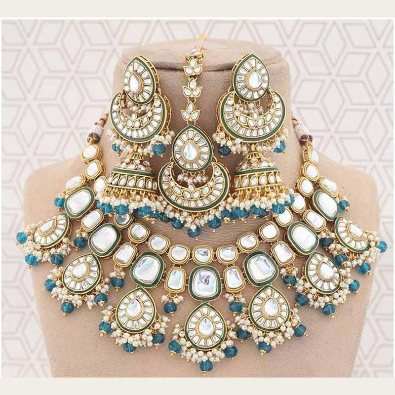 India Art Gold Plated Kundan Necklace Set