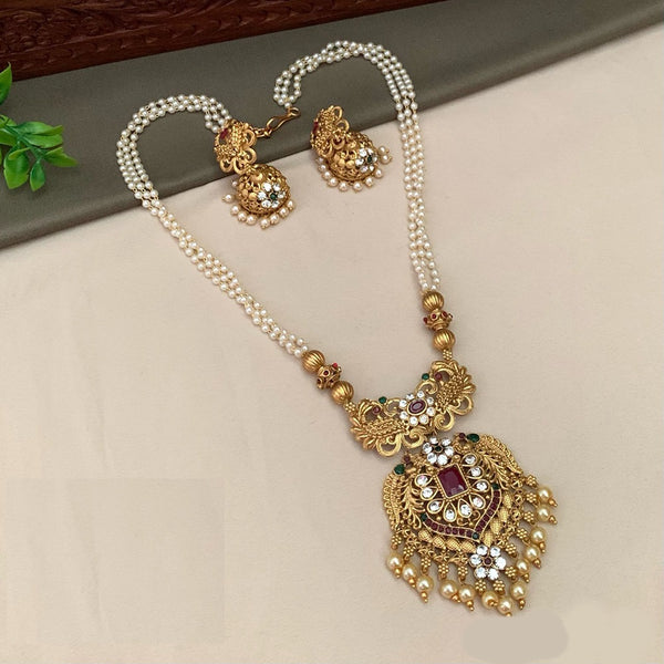 India Art Gold Plated Pearl Necklace Set