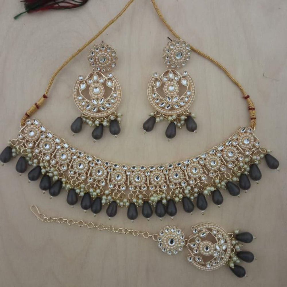 India Art Gold Plated Kundan Choker Necklace Set