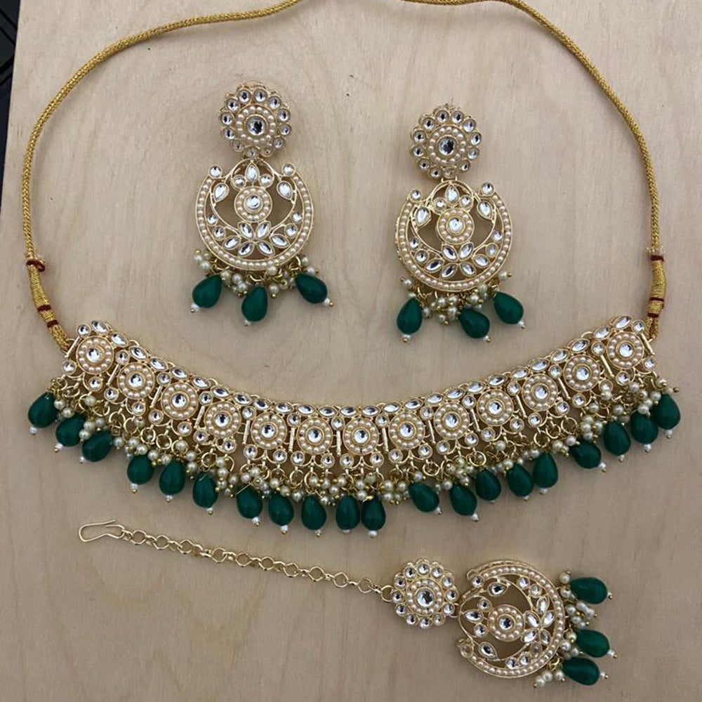 India Art Gold Plated Kundan Choker Necklace Set