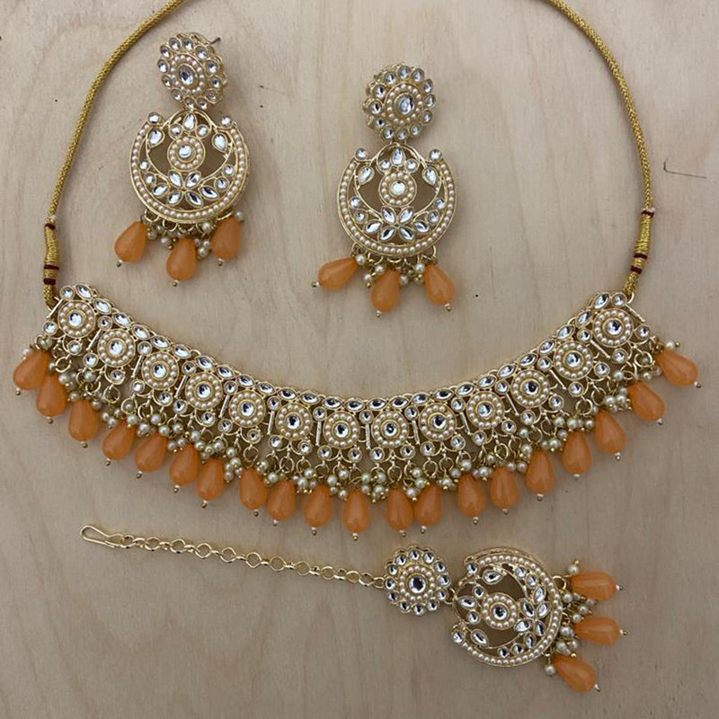 India Art Gold Plated Kundan Choker Necklace Set