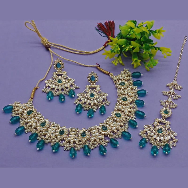 India Art Gold Plated Kundan And Pearl Necklace Set