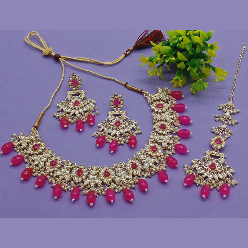 India Art Gold Plated Kundan And Pearl Necklace Set