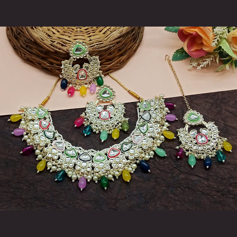 India Art Gold Plated Kundan And Pearl Necklace Set