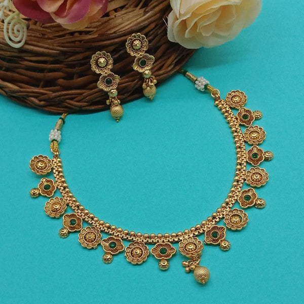 India Art Gold Plated Pota Stone Necklace Set