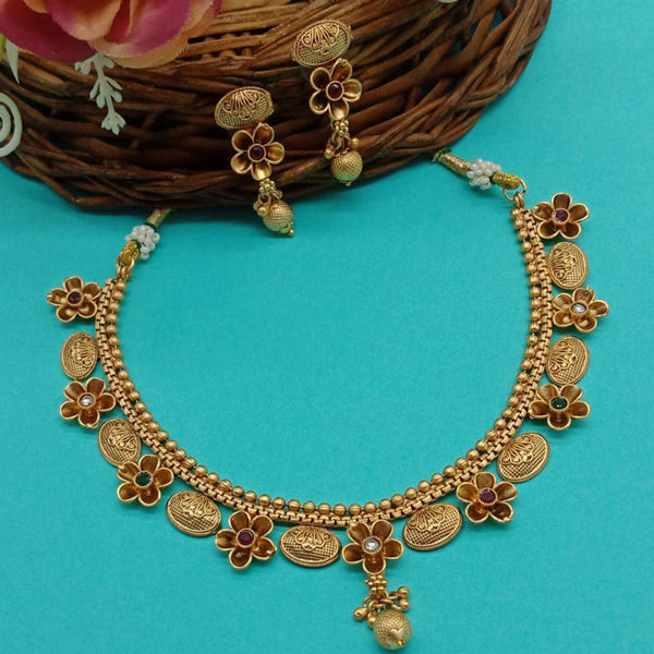 India Art Gold Plated Pota Stone Necklace Set