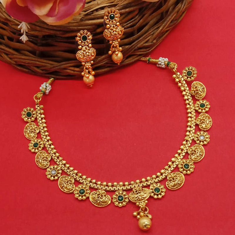 India Art Gold Plated Pota Stone Necklace Set