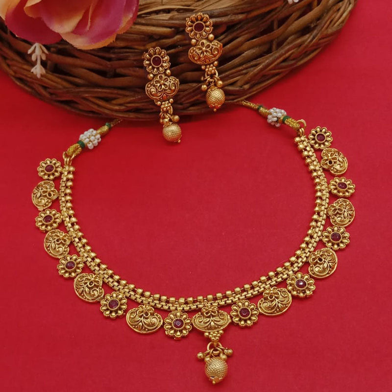 India Art Gold Plated Pota Stone Necklace Set