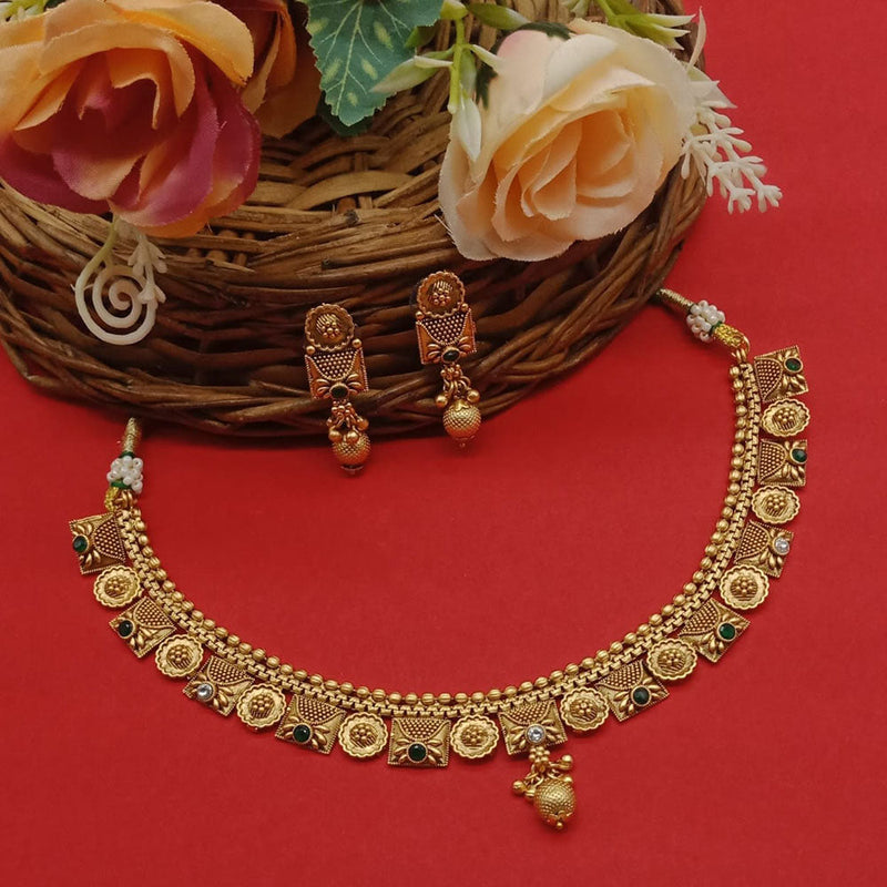 India Art Gold Plated Pota Stone Necklace Set